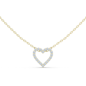 Collar con Colgante de Corazón Abierto de Diamante Redondo Creado en Laboratorio, Oro de 18K, Joyería para Mujer para Uso Diario - Product Image 1