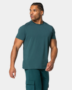 Camiseta Verde de Cuello Redondo para Hombre, Corte Regular, Manga Corta Raglán, Ropa Deportiva, ODM, 220 Gramos, Transpirable, Anti-Pilling, Estilo Urbano - Product Image 4