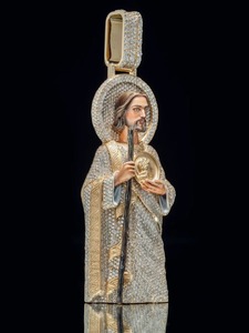 Pendentif Christ en Or 24K avec Moissanite, Breloque Religieuse Unisexe, Bijou Chrétien, Design à Micro-Incrustation - Product Image 4