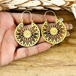 Nuevos Aretes de Aro Boho Mandala, Estilo Bohemia Tribal, de Latón, para Mujer, Chapados en Oro de 18k, Filigrana Geométrica, para Fiesta, Venta al por Mayor/OEM/ODM - Product Image 3