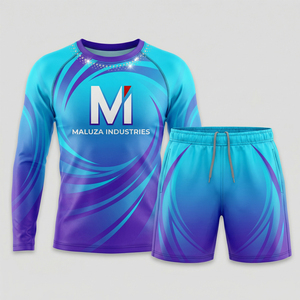 Conjunto de Uniforme de Porristas Personalizado, Top de Manga Larga y Pantalones Cortos, Impresión por Transferencia de Calor, 100% Poliéster, Color Personalizado, Práctica de Equipo - Product Image 1