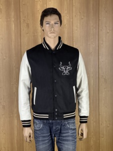 GRIP SAFE INDUSTRIES <b>Men's</b> Winter Varsity <b>Jacket</b> Genuine <b>Leather</b> Sleeves Polyester/Cotton Shell Zipper Closure Customizable - Product Image 3