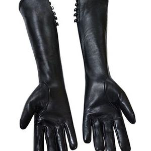 Opera Length Black Leather <b>Gloves</b> Unlined Retro Style Winter Warmth Business Use - Product Image 6