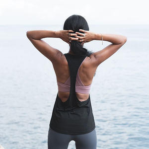 Camiseta de Yoga sin Mangas en Forma de T de Color Sólido Personalizada para Mujer, Spandex/Poliéster de Secado Rápido para Ejercicio, Running y Gimnasio - Product Image 3