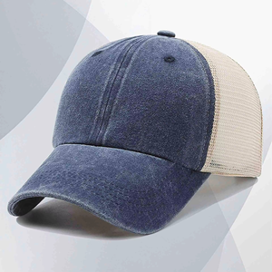 Mens 6 Panel Cotton Trucker Hat Polyester Mesh Back Cap Custom Logo Curved Brim Adjustable Breathable Casual Cap - Product Image 2