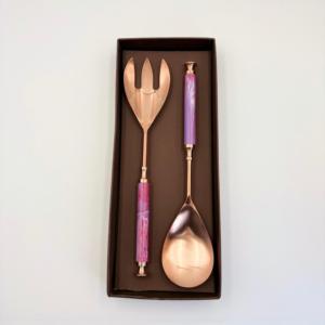 Elegante Juego de Cuchara y Tenedor para Ensalada de Acero Inoxidable con Acabado en Cobre, Calidad Premium, Diseño Elegante, Perfecto para Cenas de Lujo y Regalos - Product Image 4