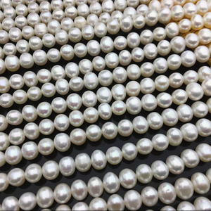 Perles d'eau douce blanches AA 5,5-6,5 mm, perles en forme de pomme de terre, perles en vrac, brin de perles, vente en gros, fournitures pour la fabrication de bijoux - Product Image 1