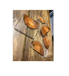 Ensemble de sous-verres en résine faits à la main sur le thème de l'océan avec motif de vague bleue, porte-boissons artistique pour la décoration de la maison de plage - Product Image 1