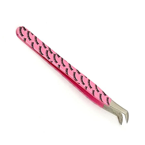 Professional Pink Stainless Steel Eyelash Extension Tweezers with Fiber Tips Custom Logo <b>Precision</b> <b>Tools</b> for Volume Lashes - Product Image 1
