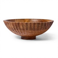 Bol à salade artisanal en bois d'acacia véritable poli, style moderne, antique et vintage, écologique, léger (0,4 kg), facile à transporter pour les fêtes