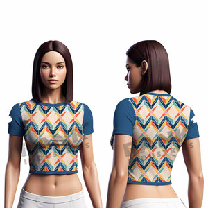 Camisetas Cortas de Manga Corta para Mujer, Nuevo Estilo, en Stock, Camisetas Cortas de Poliéster para Mujer - Product Image 3