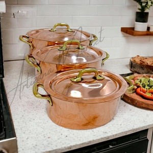 Casserole en cuivre faite à la main avec couvercle, pot profond pour la cuisine à domicile, restaurant, restauration, finition polie durable - Product Image 6