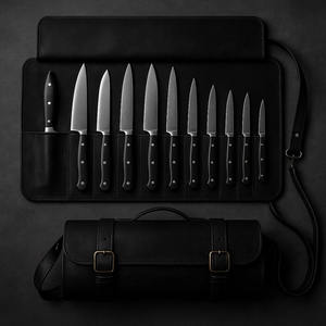 100% Genuine <b>Leather</b> Eco-Friendly Portable Chef <b>Knife</b> <b>Roll</b> Professional Collection LKR-0202 - Product Image 3
