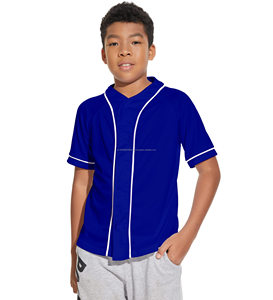 Uniforme de sport pour enfants Maillot de baseball boutonné solide Haut court avec motif rayé Anti-boulochage pour garçons filles Softball - Product Image 3