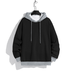 Sudadera con capucha de forro polar para hombre, lisa, de dos tonos, estilo casual urbano, para entrenamiento, venta al por mayor - Product Image 3