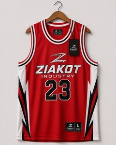 Jersey Basket Throwback Otentik Merah Putih-Hitam Kustom Terlaris Industri Grosir Langsung - Product Image 4