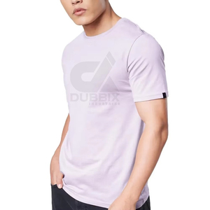 T-shirt DUBBIX pour homme, violet clair, manches courtes, col rond, coupe classique, logo imprimé, tenue décontractée, 100 % coton jersey, 2026 - Product Image 4