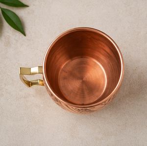 <b>Copper</b> <b>Mug</b> With Embossed Geometric Pattern Handle Vintage Home Drinkware Eco Friendly Insulated Cocktail Cup - Product Image 5