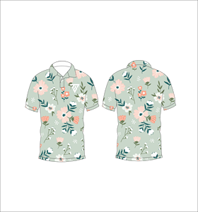 Camisa polo con estampado floral verde menta para hombre, camiseta de golf informal de manga corta a la moda de verano - Product Image 3