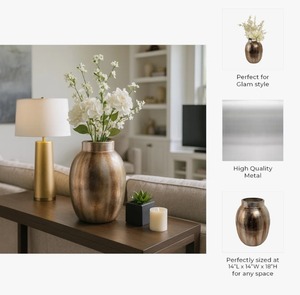 Vase de table contemporain en bronze, fait main, en métal, pour décoration de mariage, à prix avantageux - Product Image 4