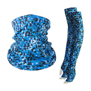 Manchons de cyclisme personnalisés bleus géométriques en polyester avec trou pour le pouce, imprimés en sérigraphie, protection anti-UV, unisexe, pour adulte, vêtements de sport - Product Image 6