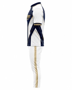 Men's Sublimated Soccer Jersey Set Short Sleeve Stand Collar Moisture Wicking Polyester Uniform White <b>Navy</b> Gold - Product Image 2