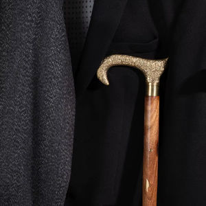 Designer brass and <b>wooden</b> <b>walking</b> cane with smooth grip for stylish mobility and classic gentleman look - Product Image 1