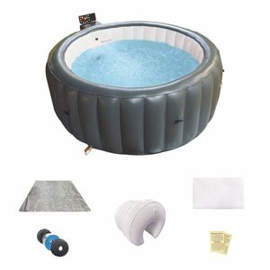Piscine Spa Gonflable Portable d'Extérieur 180x70 cm pour 2-3 Personnes avec 6 Perles Lumineuses Colorées et Housse Incluse - Product Image 2