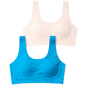 Soutien-gorge de sport pour femme, dos nageur, maintien moyen, noir ivoire, couleur unie, vêtements de sport - Product Image 3