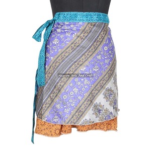 <b>Mini</b> Skirt Summer Women's Dresses 2026 New Floral <b>Print</b> Wrap <b>Mini</b> Skirt Two Layers Gypsy Hippie Boho Indian Retro Paisley Silk - Product Image 1