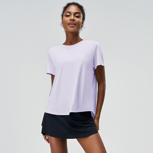 Haut de sport pour femme à manches courtes de haute qualité, séchage rapide, ample, respirant, antibactérien, en Spandex/Nylon, soie glacée, protection solaire rafraîchissante - Product Image 4