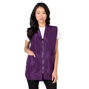 Chaleco Casual Ecológico para Estilista de Salón con Cierre de Pedrería, Tela Iridiscente, Cuello en V Ajustable, Talla Grande, Color Morado - Product Image 1