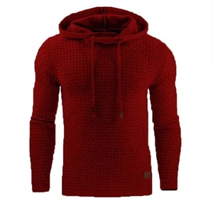 Sweat-shirt à capuche en tricot gaufré blanc pour homme, coupe classique, décontracté, pour l'automne, couleur unie, manches longues, 2027 - Product Image 2