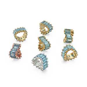 Perle en or 14 carats avec topaze bleue suisse taille baguette / Perle européenne en topaze / Perle en topaze taille rondelle / Entretoise en or massif pour topaze - Product Image 2