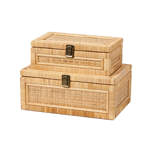 Rattan Storage <b>Box</b> Set Woven Organizer <b>Box</b> Decorative Storage Case Stackable Storage <b>Box</b> Perfect For Home Organization Decor - Product Image 2