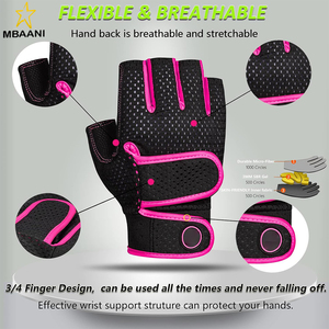 Guantes Acolchados para Levantamiento de Pesas, Guantes de Gimnasio sin Dedos, Guantes de Fitness para Ejercicio, Gimnasia, Levantamiento de Pesas, Ciclismo, Remo - Product Image 3