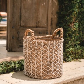 Natural Water Hyacinth <b>Storage</b> Baskets Set of 3 Woven <b>Laundry</b> Hamper with Handle Boho Decorative Toy Organizer Home <b>Organization</b> - Product Image 2