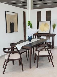 Premium Teak <b>Dining</b> <b>Table</b> Set with Curved Scandinavian Chair for Modern Interior Furniture - Product Image 3
