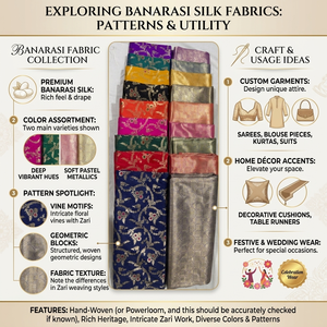 Tela Brocada Banarasi Kinkhab con Hilos de Oro y Plata, 100% Poliéster, Resistente a la Abrasión, para Lehengas de Novia, Ropa Étnica de Lujo - Product Image 6