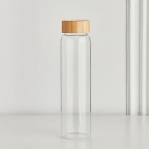 Manufacturer of Borosilicate Glass <b>Bottle</b> with Bamboo Lid Reusable Heat Resistant <b>Water</b> <b>Bottle</b> for Tea Juice Milk <b>500ml</b> - Product Image 2