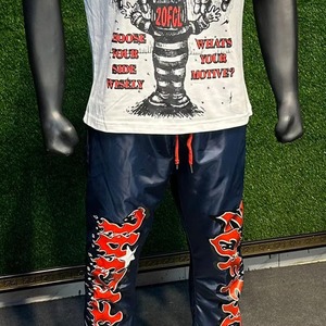 เสื้อยืดผ้าฝ้ายผู้ชาย ZOFFICIAL พร้อมลายพิมพ์กราฟิกและกางเกงมีเชือกผูก ชุดคอกลม ดีไซน์ระบายอากาศได้ดี - Product Image 2