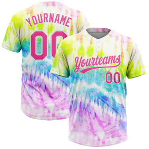 Yourteams <b>Tie</b> <b>Dye</b> Baseball Jersey Unisex Short Sleeve Sublimated Breathable Digital Print Adult All Seasons Regular Fit - Product Image 3