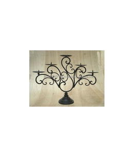 Grand candélabre en fer noir antique autoportant pour hall d'entrée réception de mariage ou couloir décor aux chandelles - Product Image 1