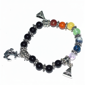 สร้อยข้อมือหินอาเกตบำบัดจักระ คริสตัลเจ็ดจักระ เครื่องประดับแฟชั่น - Product Image 2