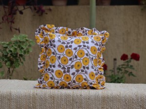 Housse de coussin carrée bohème vintage en coton imprimé à la main indienne avec volants, pour la maison, l'hôtel, écologique, lavable en machine - Product Image 2