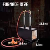 Kit de mini-four à gaz avec deux brûleurs, tuyau rouge, gants, pinces et briques réfractaires pour le travail des métaux