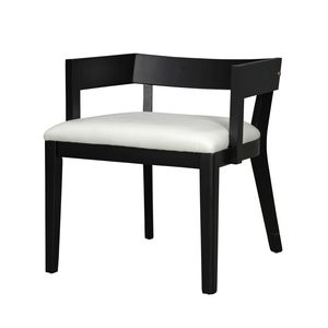 Set Moderno di 2 Sedie da Pranzo in Legno Nero con Rivestimento in Pelle PU Bianca Lucida - Product Image 5
