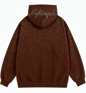 เสื้อฮู้ดดี้โอเวอร์ไซส์ผ้าฝ้ายแท้ 100% ประดับคริสตัลหรูหรา สไตล์สตรีทแวร์ หนานุ่ม สำหรับผู้ชาย ฤดูหนาว ขายส่ง - Product Image 4