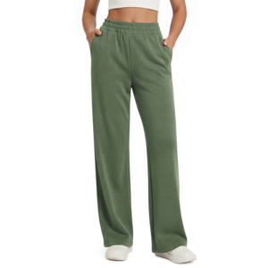 Pantalones deportivos retro 100% algodón para mujer, de pierna recta, cintura alta, ajuste holgado, forro polar suave, pantalones de chándal y pantalones. - Product Image 2