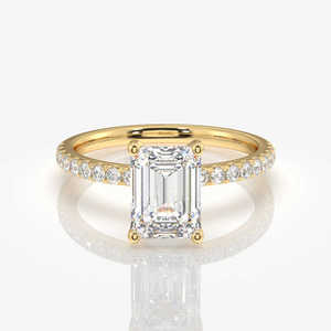 BEZELIS Womens <b>Emerald</b> Cut Diamond Halo <b>Ring</b> in <b>Silver</b> Gift And Party Wear Fine Wholsale Lab Grown Diamond - Product Image 4